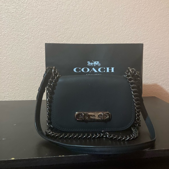 Coach Handbags - Coach 1941 Swagger Matte Black leather shoulder bag chain 18858